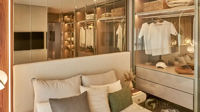 Dormitório do apartamento decorado de 88 m² no MAC Campo Belo