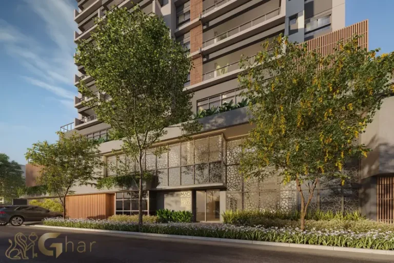 Fachada com portaria do condomínio MAC Campo Belo no Campo Belo