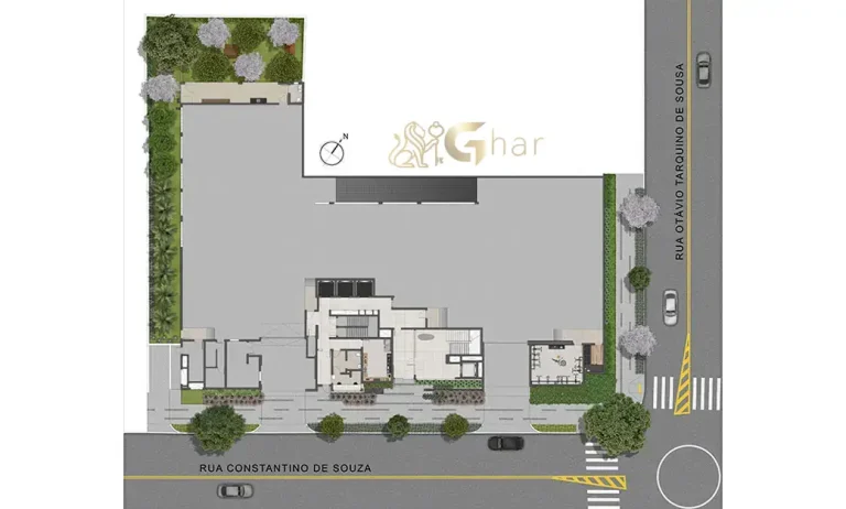 Planta de implantação das áreas comuns do condomínio MAC Campo Belo