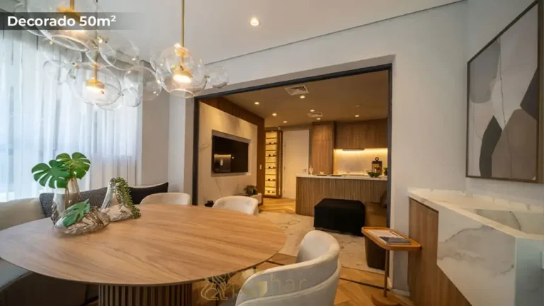 Terraço do apartamento decorado de 50 m² no MAC Ibirapuera em Moema