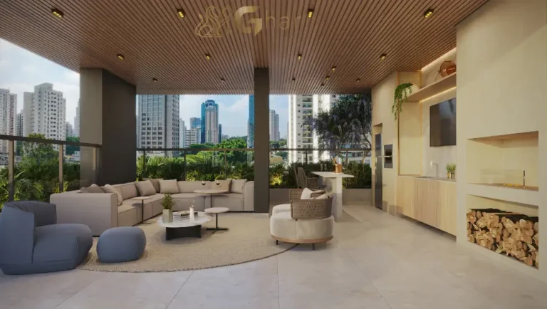 Churrasqueira do MAC Ibirapuera em Moema integrada às áreas de lazer do condomínio