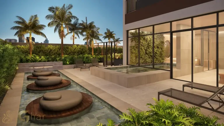 Spa externo do MAC Ibirapuera em Moema com área de relaxamento ao ar livre