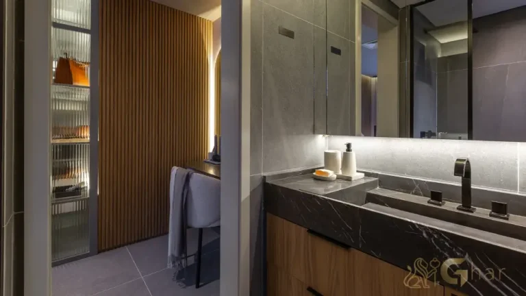 Banheiro da suíte do apartamento decorado de 93 m² no MAC Pinheiros