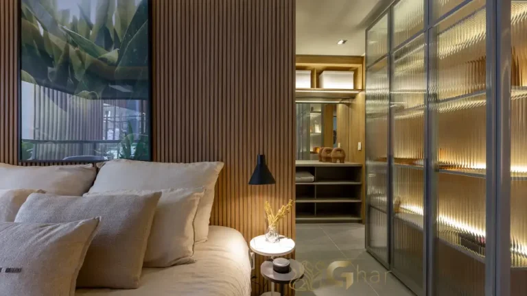 Dormitório do apartamento decorado de 93 m² no MAC Pinheiros