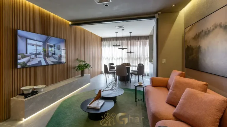 Sala de estar do apartamento decorado de 93 m² no MAC Pinheiros