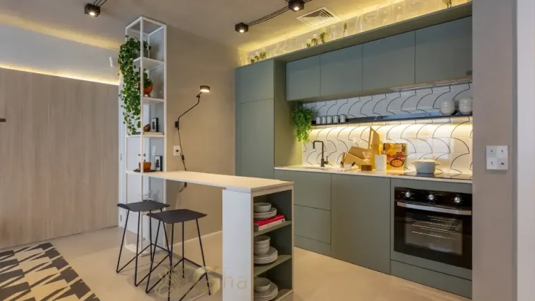 Cozinha do apartamento decorado de 68 m² no Máden Vila Madalena