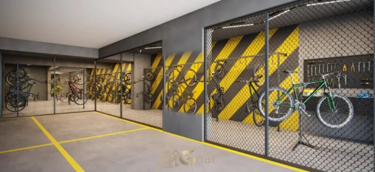 Bicicletário do condomínio Máden Vila Madalena com espaço funcional para bicicletas