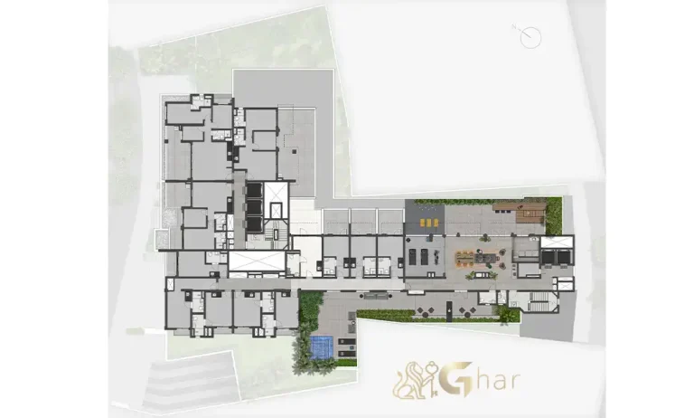 Planta de implantação do 2º pavimento do condomínio Máden Vila Madalena