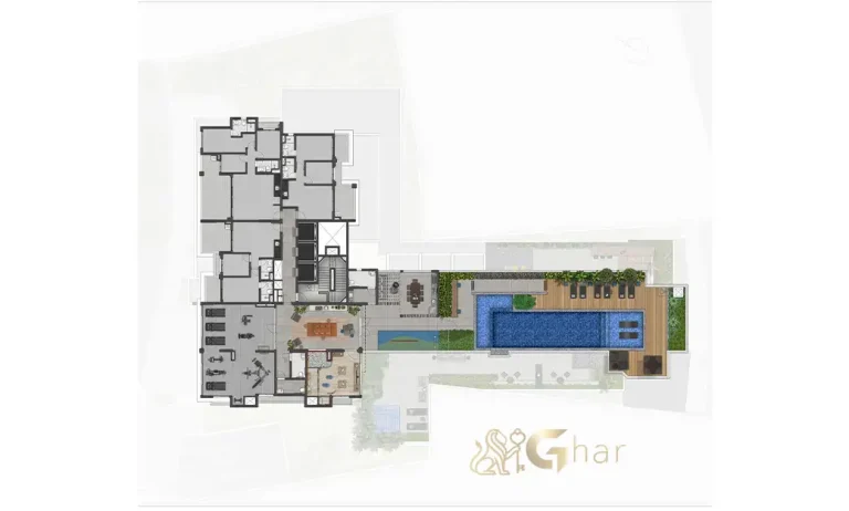 Planta de implantação do 8º pavimento do condomínio Máden Vila Madalena