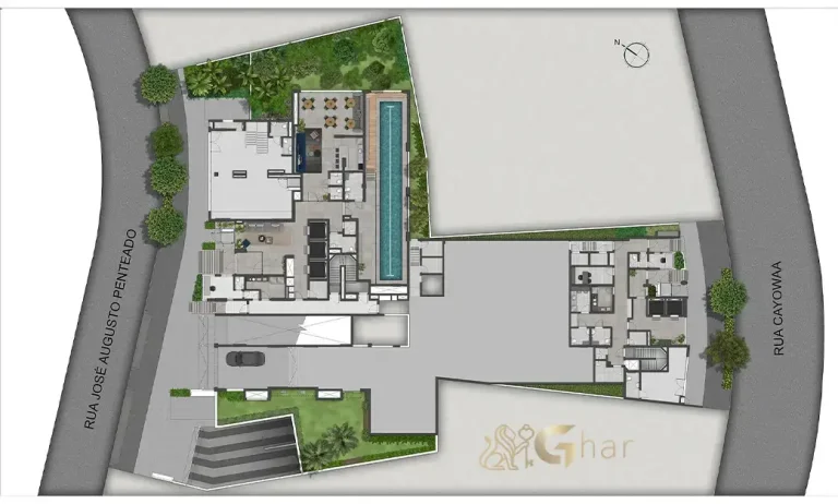Planta de implantação do térreo do condomínio Máden Vila Madalena