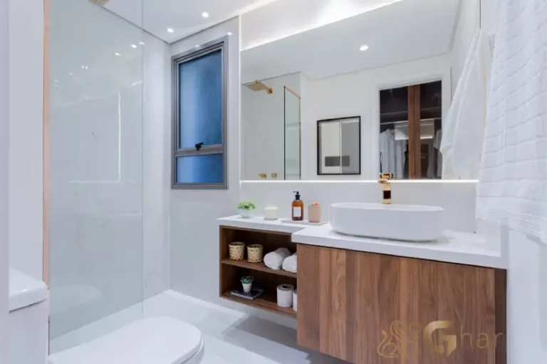 Banheiro da suíte master do apartamento decorado de 128 m² no Madre 914 Mooca