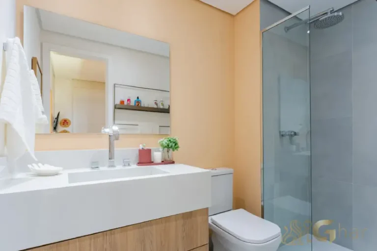 Banheiro da suíte 3 do apartamento decorado de 128 m² no Madre 914 Mooca