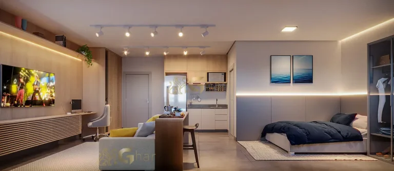 Studio decorado de 38 m² no Madre 914 Mooca, com layout funcional e moderno