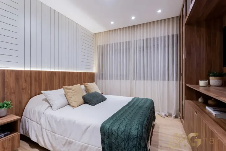 Suíte master do apartamento decorado de 128 m² no Madre 914 Mooca