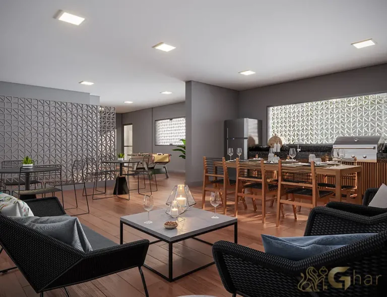 Churrasqueira do condomínio Madre 914 Mooca em área de lazer completa