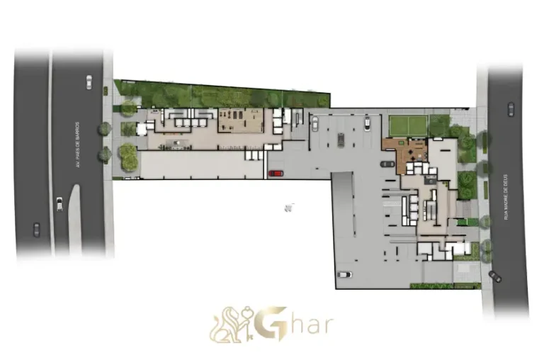 Planta de implantação do térreo do condomínio Madre 914 Mooca