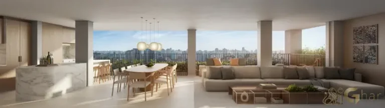 Living do apartamento decorado 172 m² no Monã The Grand Lodge em Moema