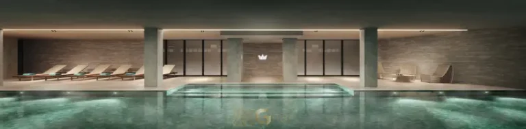 Piscina coberta do condomínio Monã The Grand Lodge em Moema