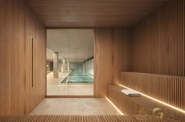 Sauna do condomínio Monã The Grand Lodge em Moema São Paulo