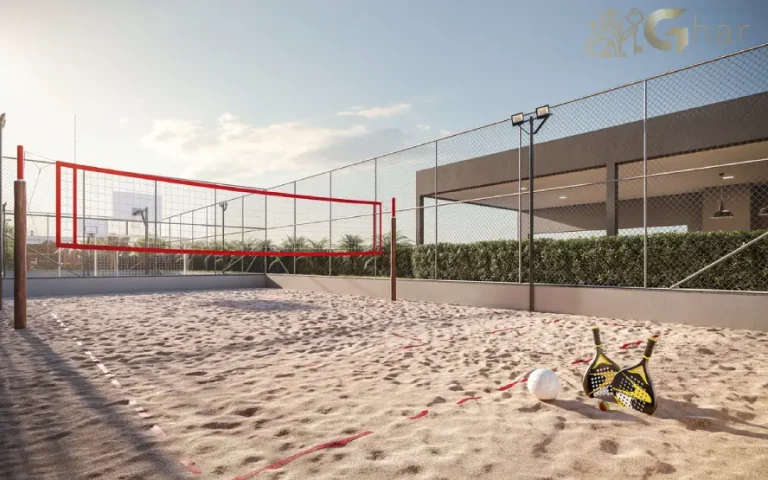 Quadra de beach tennis do Oásis Condomínio Clube na Vila Guilhermina