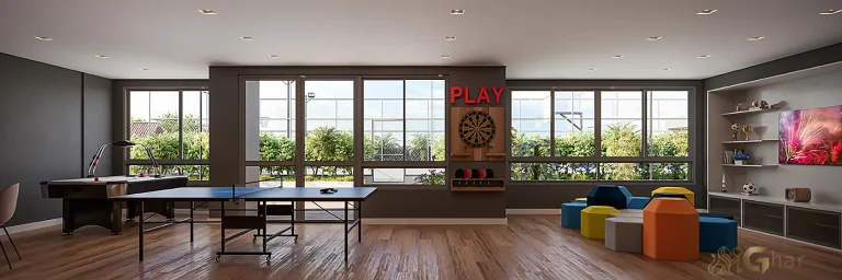 Salão de jogos teen do Oásis Condomínio Clube na Vila Guilhermina em São Paulo