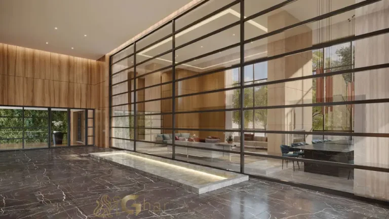 Entrada e hall do Park Lane Ibirapuera com design contemporâneo