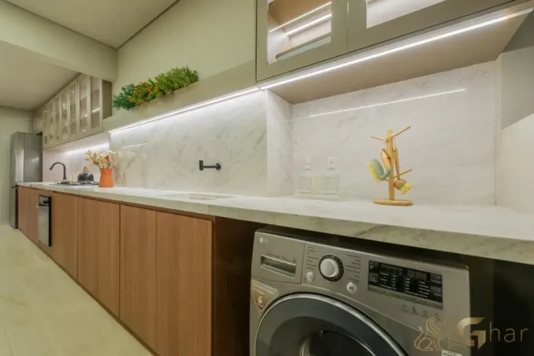 Área de serviço do apartamento decorado 121m² no Parque Diálogo Vila Ema Residences