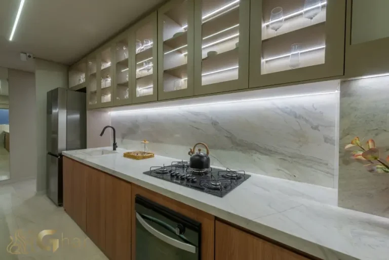 Cozinha decorada do apartamento de 121m² no Parque Diálogo Vila Ema Residences