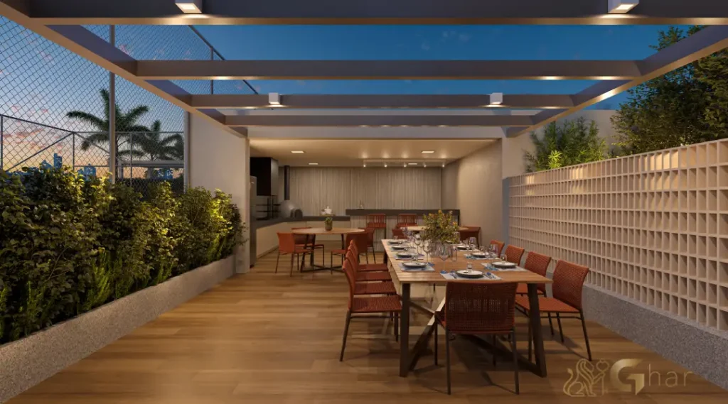 Área de churrasqueira do Parque Diálogo Vila Ema Residences