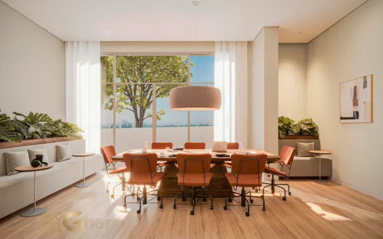 Coworking com terraço integrado no Parque Diálogo Vila Ema Residences