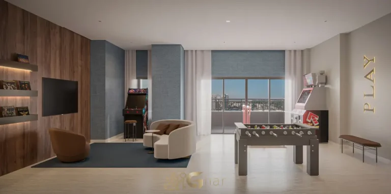 Espaço Game do Parque Diálogo Vila Ema Residences com área para jogos