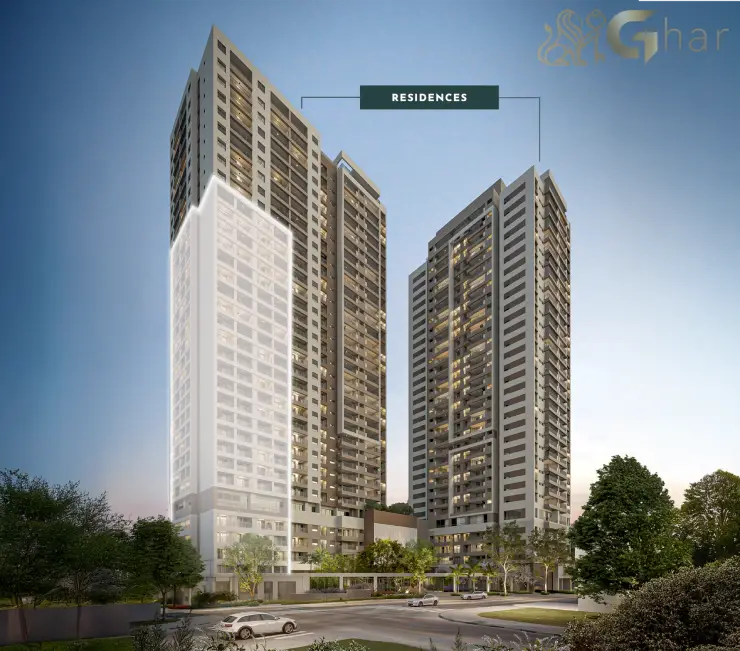 Fachada do Parque Diálogo Vila Ema Residences com arquitetura contemporânea