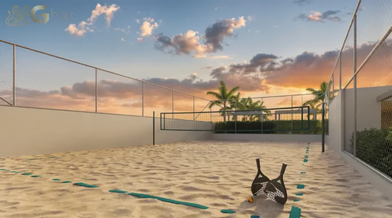 Quadra de areia para esportes no Parque Diálogo Vila Ema Residences