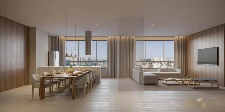 Salão Gourmet sofisticado do Parque Diálogo Vila Ema Residences