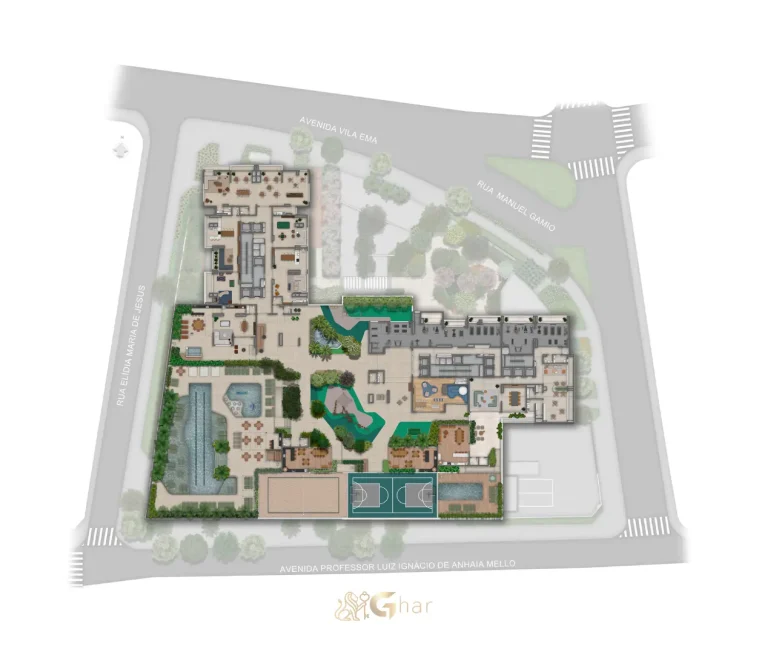 Implantação do 5º pavimento de lazer no Parque Diálogo Vila Ema Residences