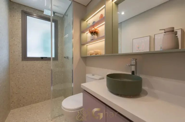 Banheiro social do apartamento decorado de 109 m² no Praça Diálogo Patriarca