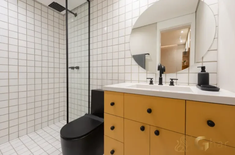 Detalhe do banheiro do apartamento decorado de 109 m² no Praça Diálogo Patriarca