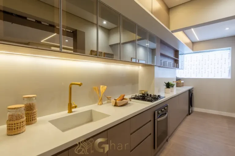 Cozinha planejada do apartamento decorado de 109 m² no Praça Diálogo Patriarca