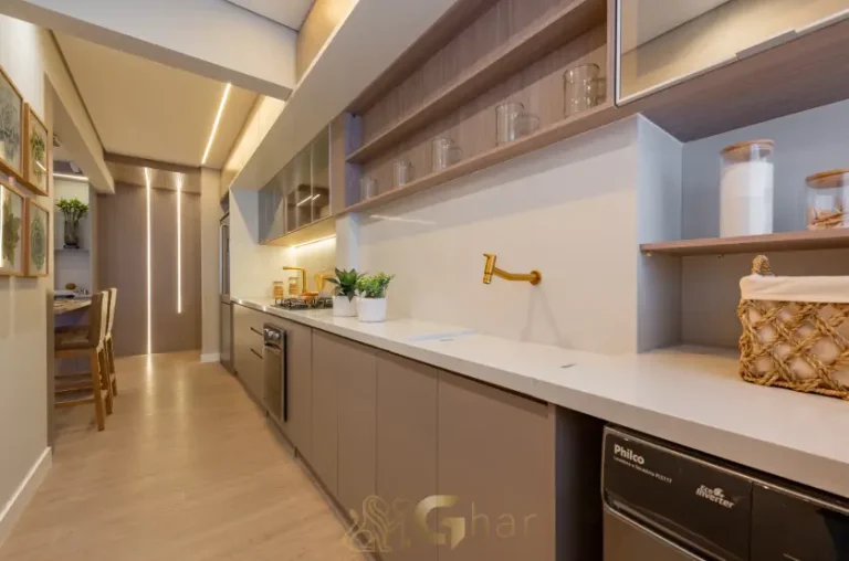 Lavanderia do apartamento decorado de 109 m² no Praça Diálogo Patriarca