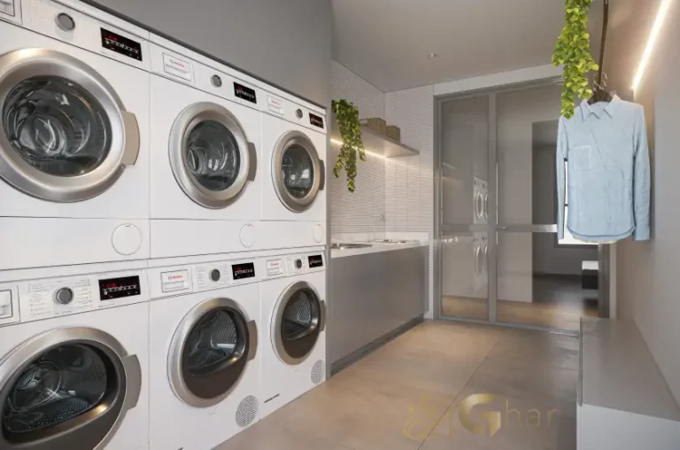 Lavanderia compartilhada do Praça Diálogo Patriarca em condomínio moderno