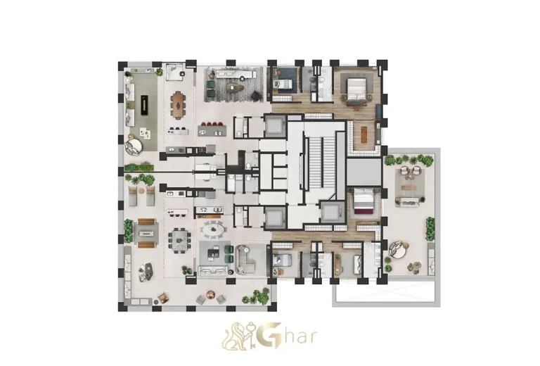 Planta do apartamento garden de 366 m² no Praça Lindenberg Clodomiro