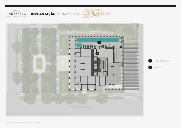 Planta de implantação do primeiro pavimento do Praça Lindenberg Clodomiro