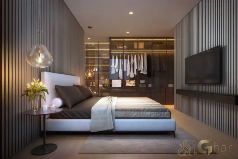 Quarto suíte do apartamento decorado de 154 m² no Praça Lindenberg Macurapé