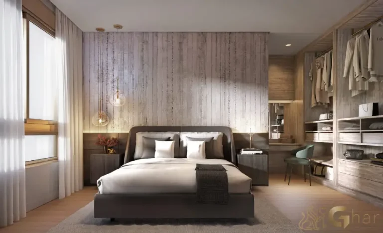 Suíte do apartamento decorado de 135 m² no Praça Lindenberg Macurapé