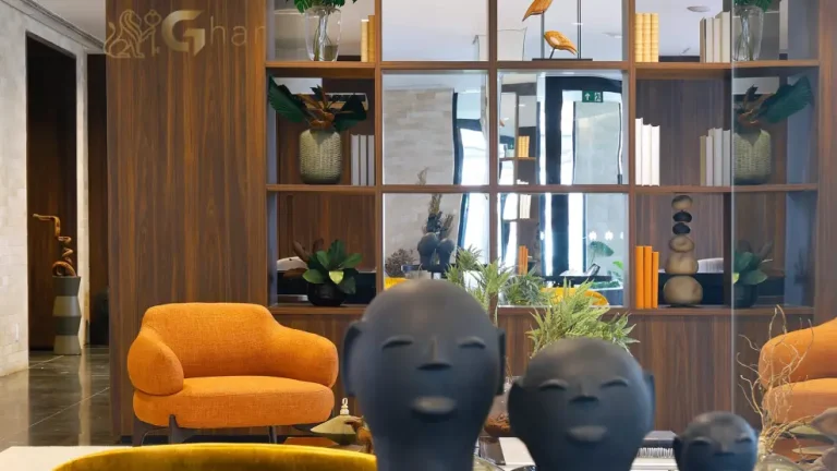 Detalhe do salão de festas do Praça Lindenberg Macurapé no Itaim Bibi