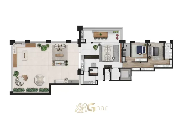 Planta do apartamento garden 249 m² com 2 suítes no Praça Lindenberg Macurapé