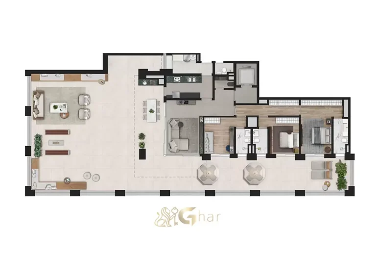 Planta do apartamento garden 348 m² com 3 suítes no Praça Lindenberg Macurapé