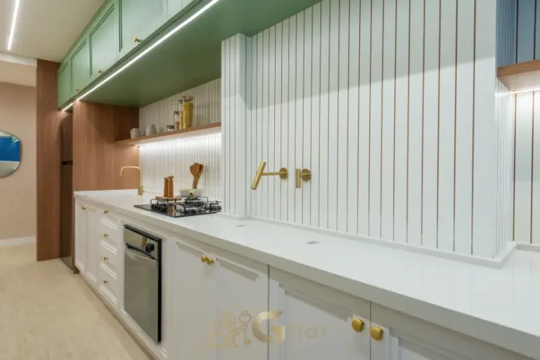 Área de serviço do apartamento decorado de 100m² no Prisma Condomínio Clube Vila Ema