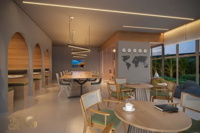 Coworking do Prisma Condomínio Clube Vila Ema com ambiente moderno e funcional