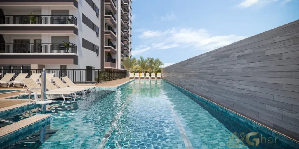 Piscina adulto com raia de 25 metros no Prisma Condomínio Clube Vila Ema